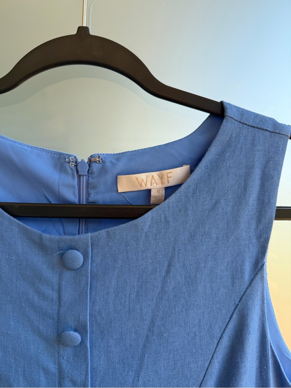 WAYF Blue Button Down Mini Dress Summer - Picture 3 of 4